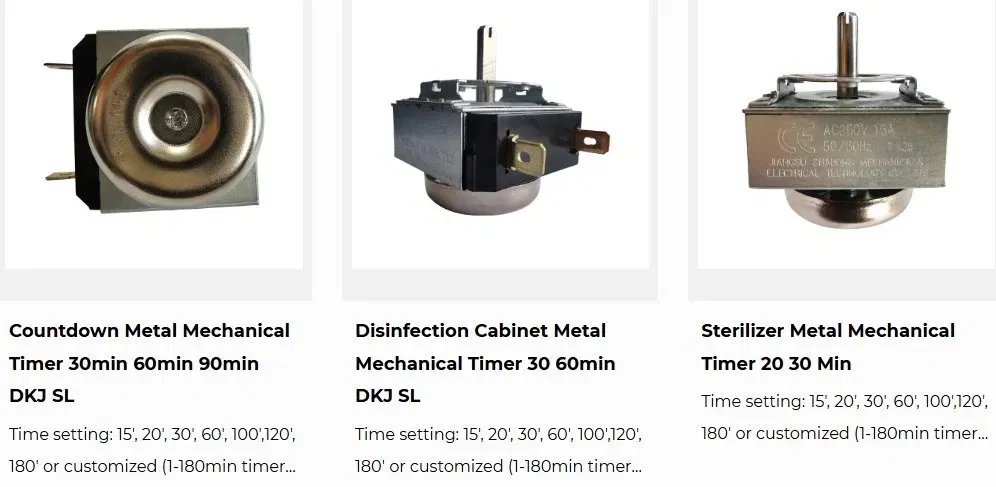 SL-X Series Mechanical Oven Timer product lineup showing countdown metal mechanical timers